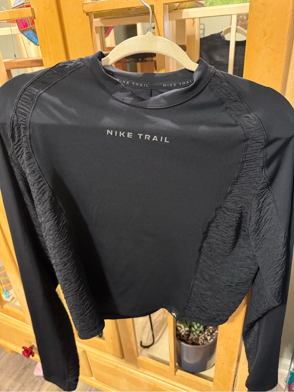 Nike Black Trail Textured Long Sleeve Performance Top